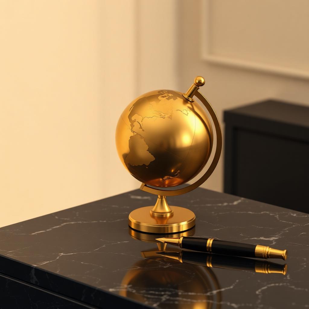 Brass globe symbolising FinOrbit's global reach