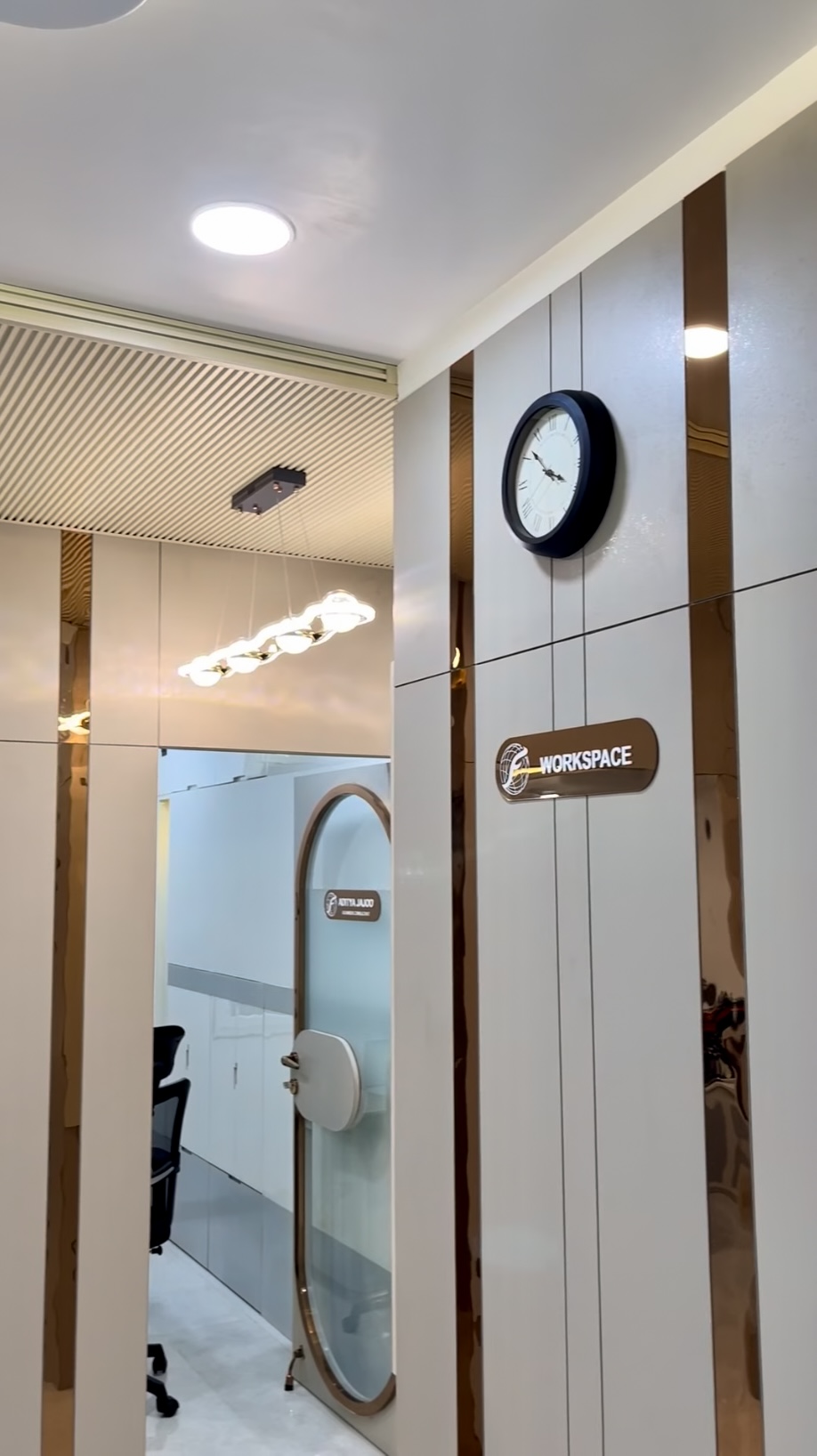 Workspace signage and Aditya Jajoo cabin entrance